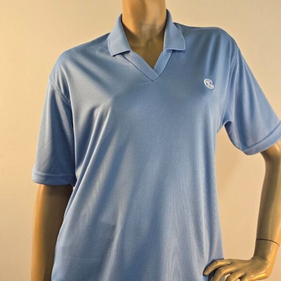 Blue Generation Women Polo Shirt Sz L Textured Blue Mesh Gulf Stream Golf Logo - Picture 3 of 11